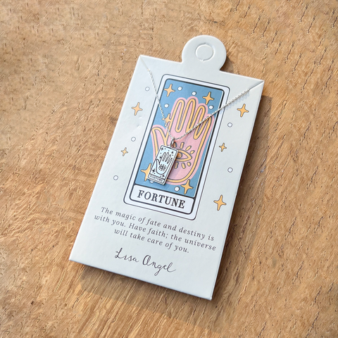 Silver 'fortune' Tarot Card Pendant Necklace