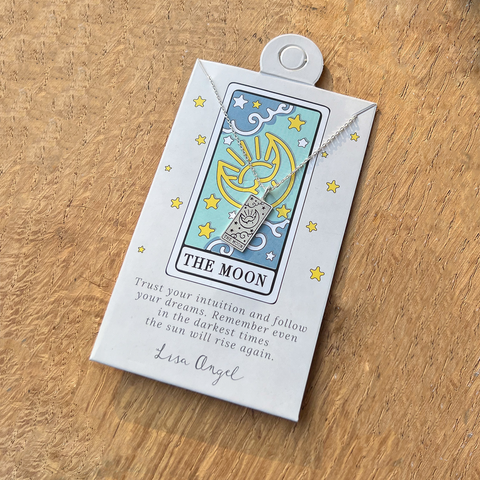 Silver 'the Moon' Tarot Card Pendant Necklace