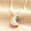 Opal Moon Necklace in Silver