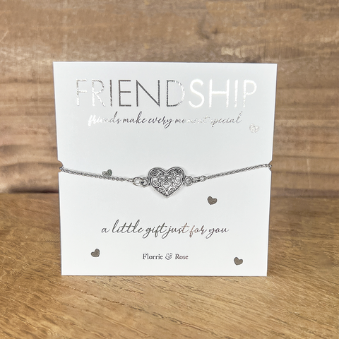 Heart Adjustable Chain Bracelet - Friendship Foiled Card