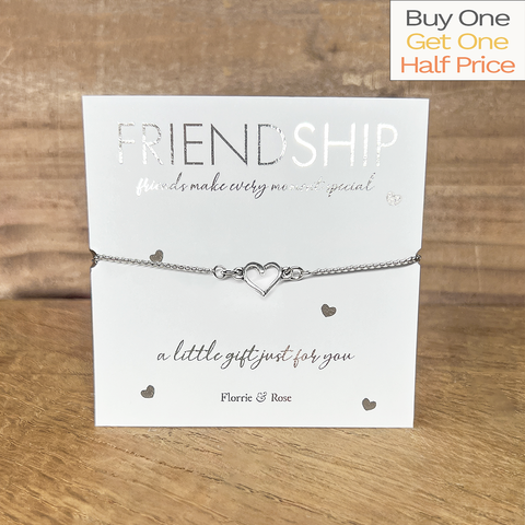 Heart Adjustable Chain Bracelet - Friendship Foiled Card