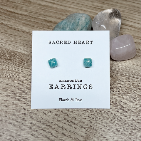 Sacred Heart Amazonite Earrings
